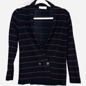 Vivanti Vintage Black Cardigan with Red Stripes